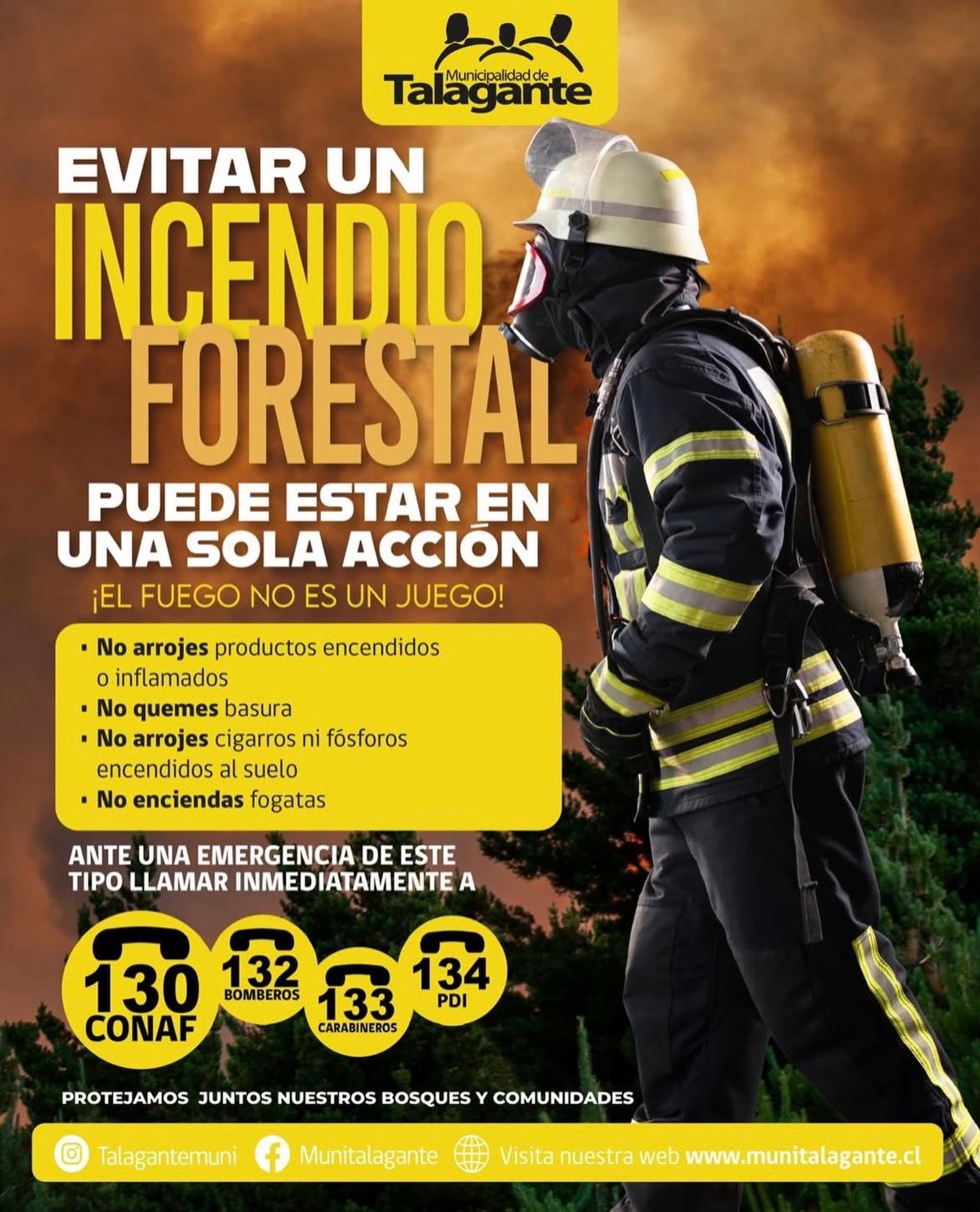 Prevención y recomendaciones ante incendios forestales y presencia de humo